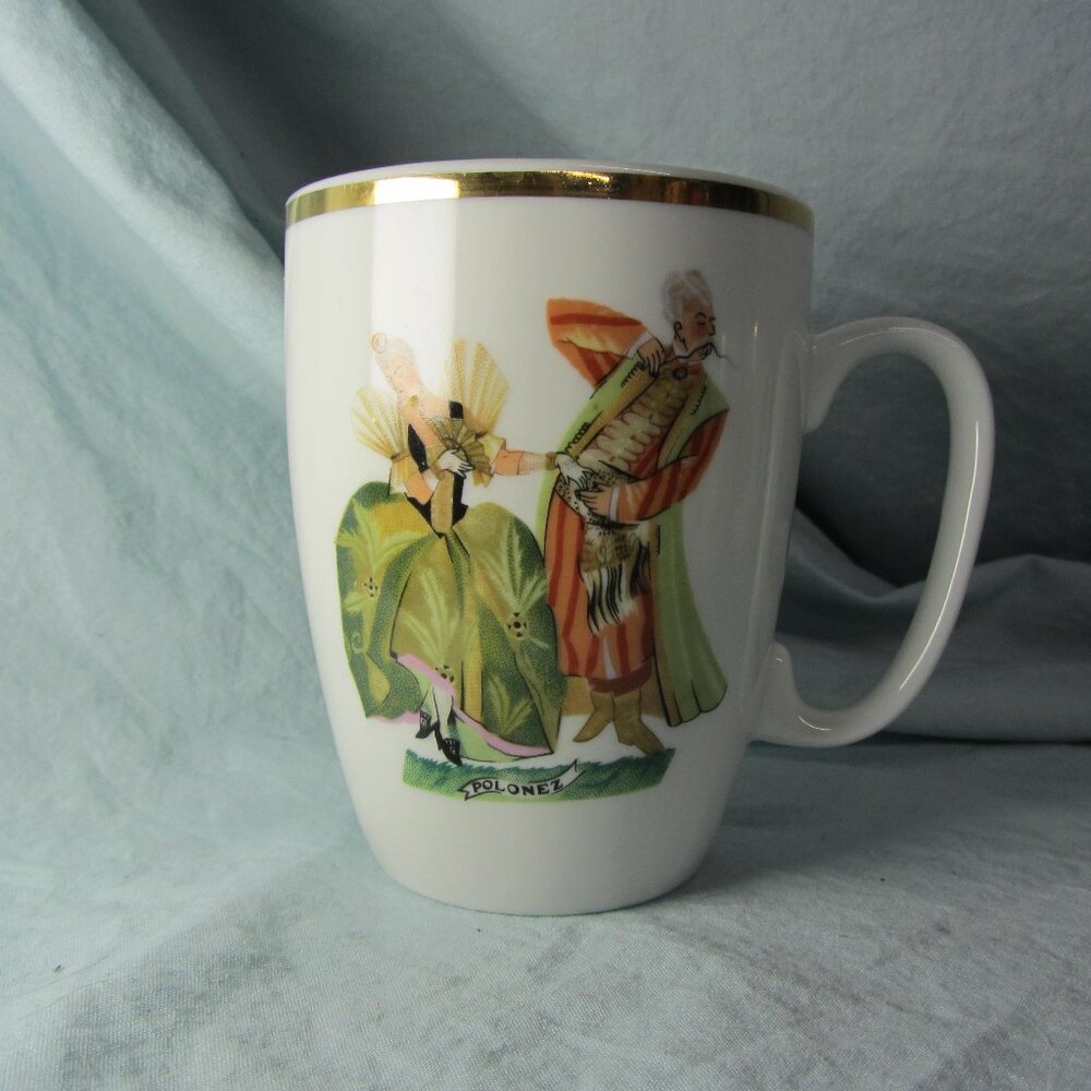 *BOGO mugs* 12 oz mug folk dancers Favolina Wloclawek Porcelna Poland (w1532)
